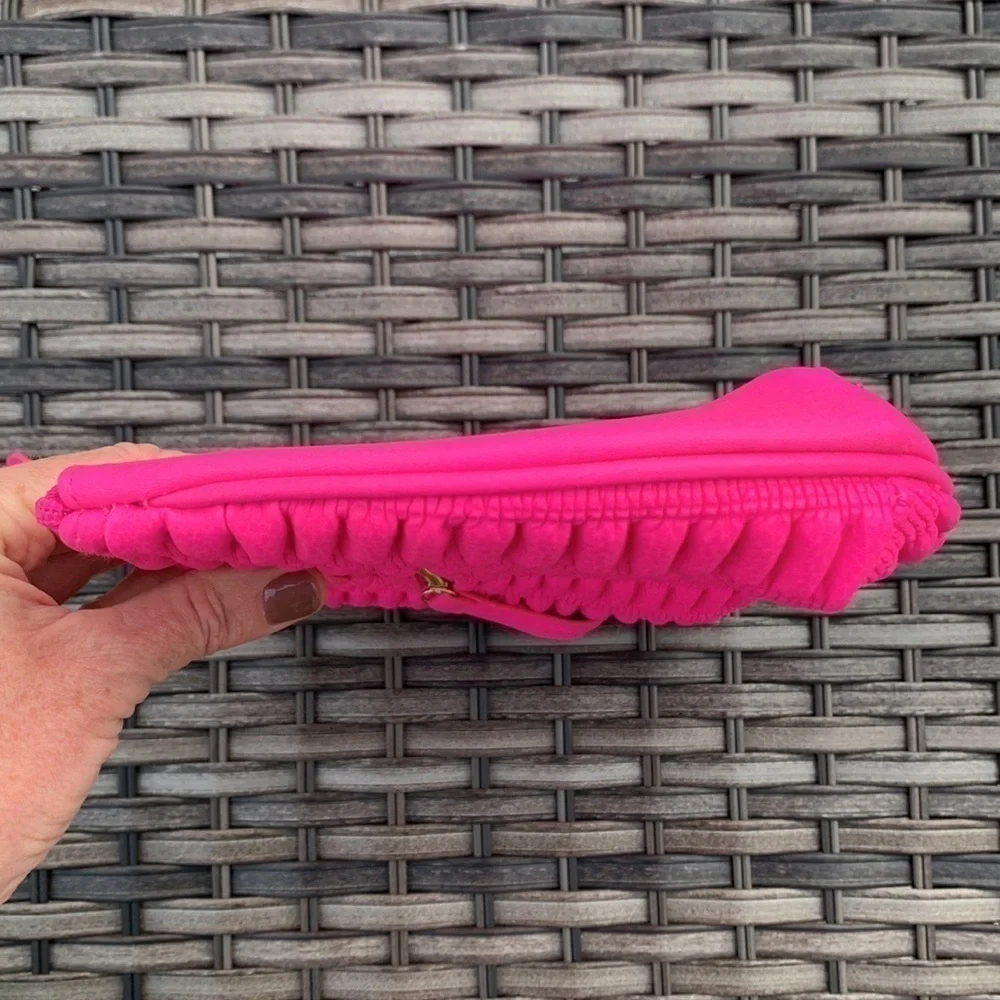 ELIZABETH Arden Hot Pink Ruched Cosmetic Case